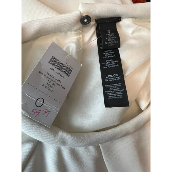 Chico's Black Label Simple Seamed Layer Tank  Size S  NWT  Ecru Shell  Office - Picture 8 of 11